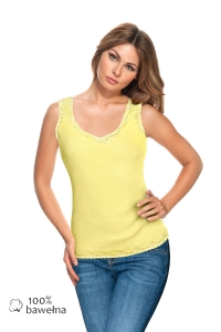 KOSZULKA damska z koronką OLIVIA 100% bawełna prążek - rozmiar 36/38