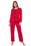 Piżama damska bawełniana Jenny - kolor czerwony.