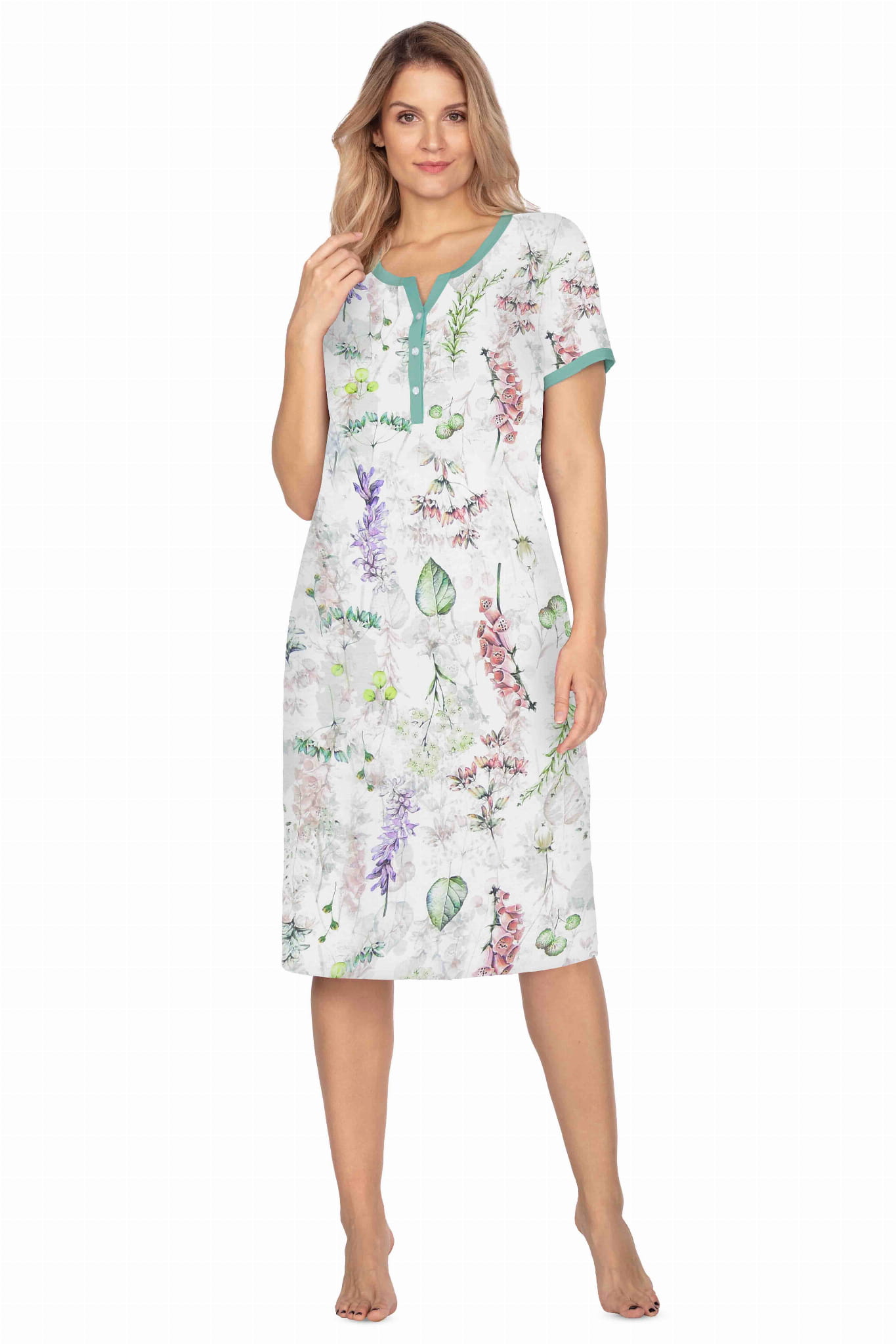 Koszula nocna z dzianiny 100% bawełna - Monika - różne druki