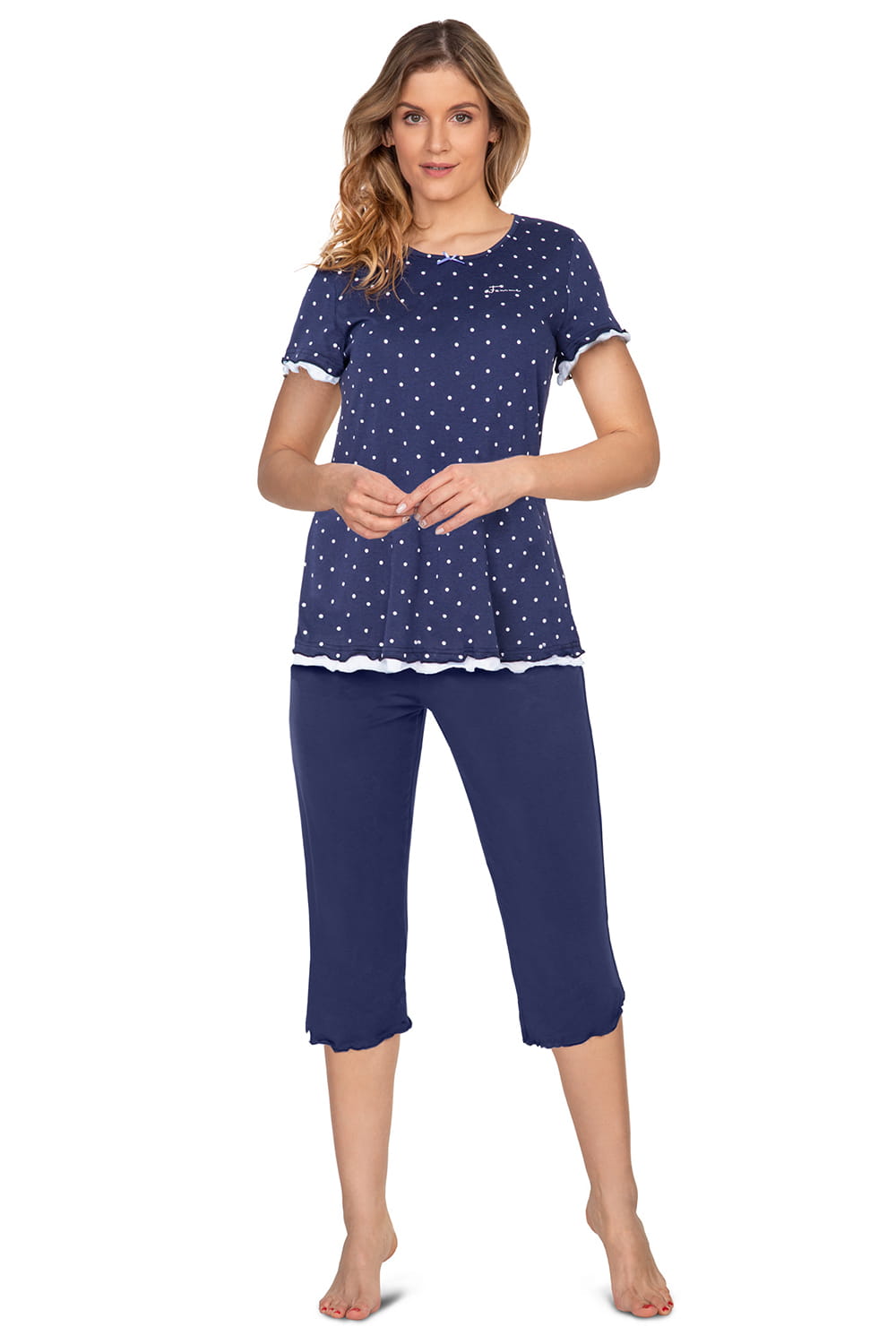 Piżama damska bawełna/modal - MARION - granatowa