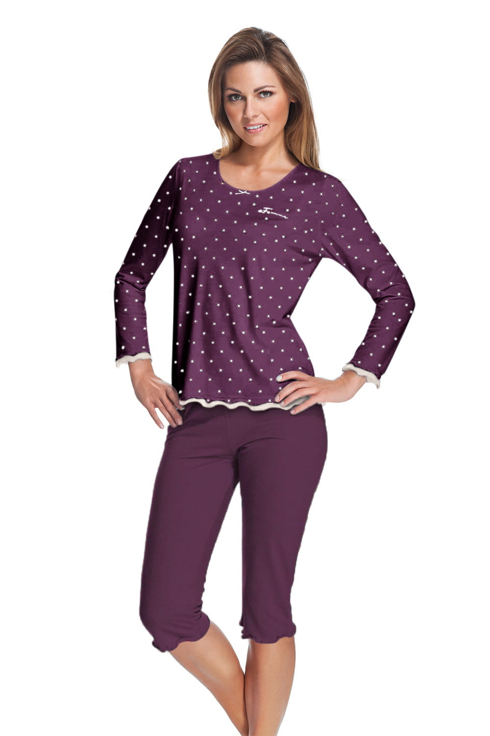 Piżama damska bawełna/modal - MARION - bordo